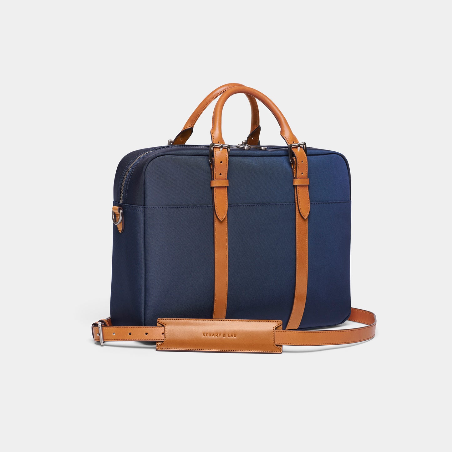 Cary Briefcase - Single - Navy and Tan