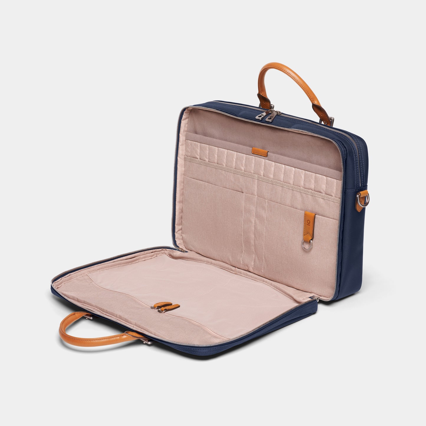 Cary Briefcase - Double - Navy and Tan