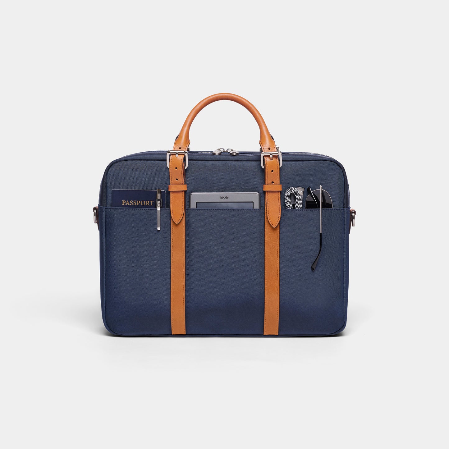 Cary Briefcase - Single - Navy and Tan