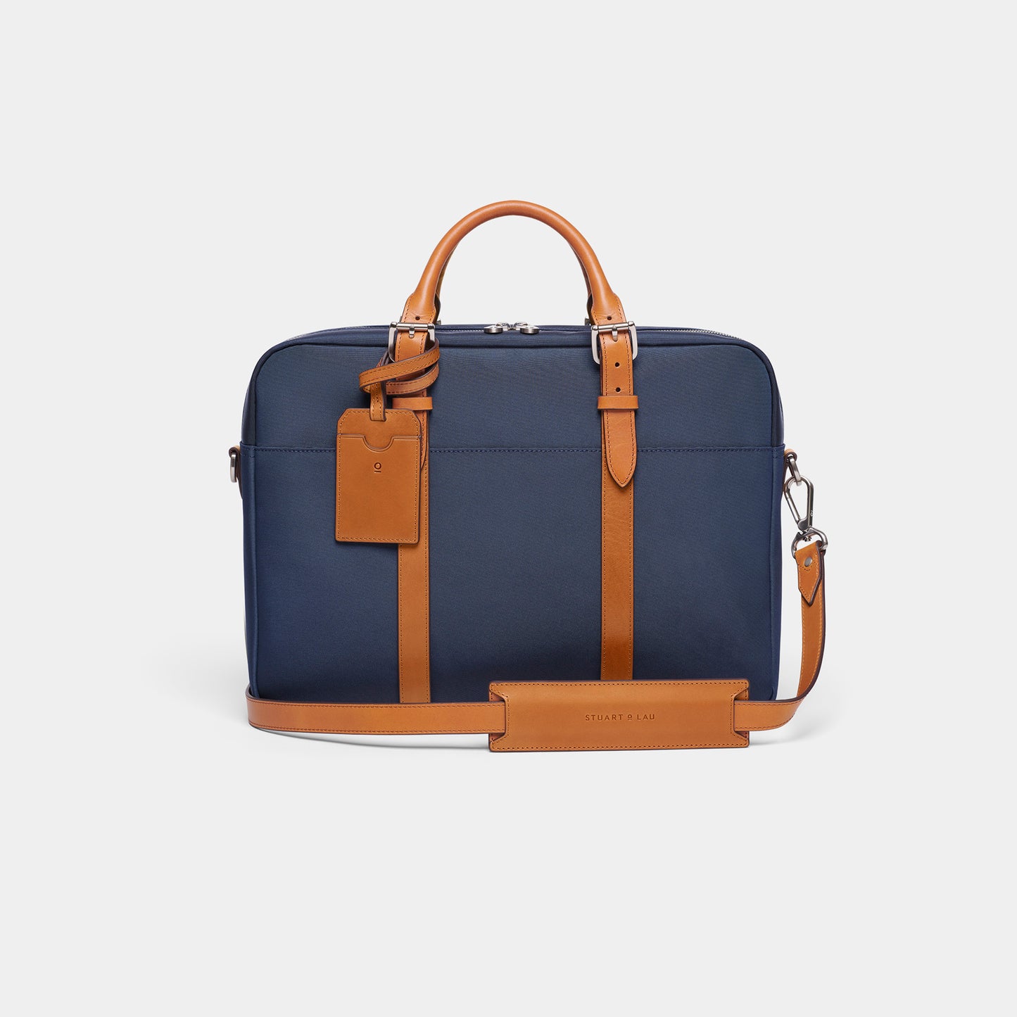 Cary Briefcase - Single - Navy and Tan