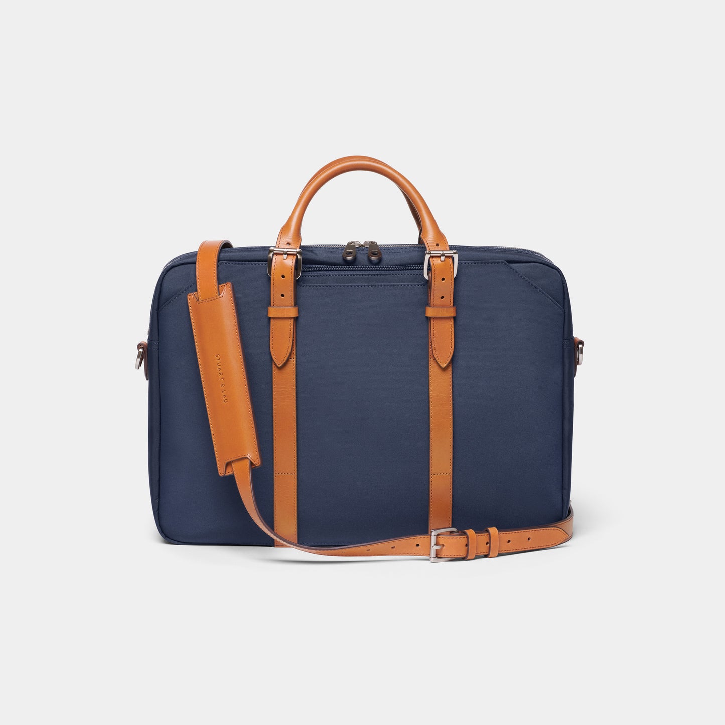 Cary Briefcase - Double - Navy and Tan