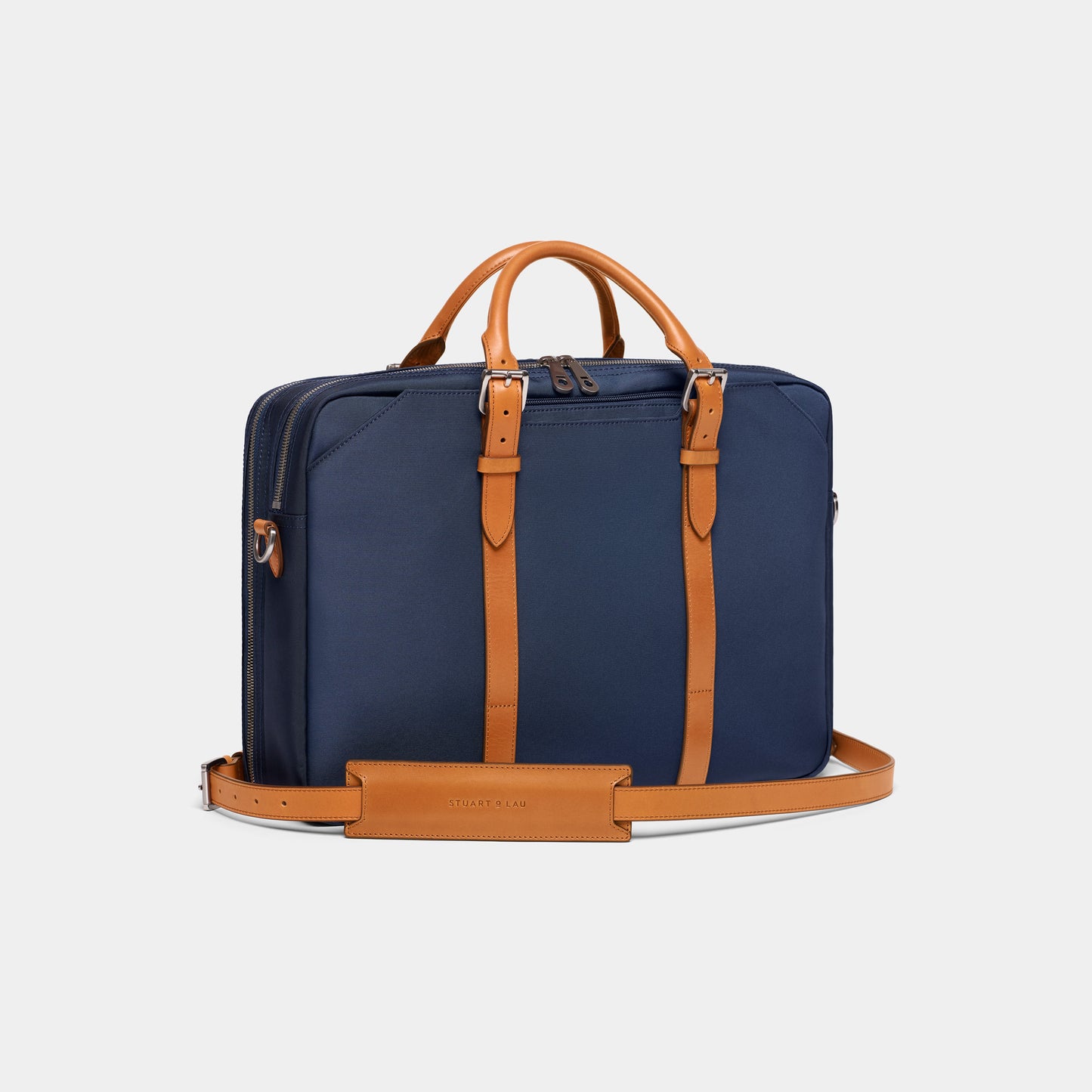 Cary Briefcase - Double - Navy and Tan