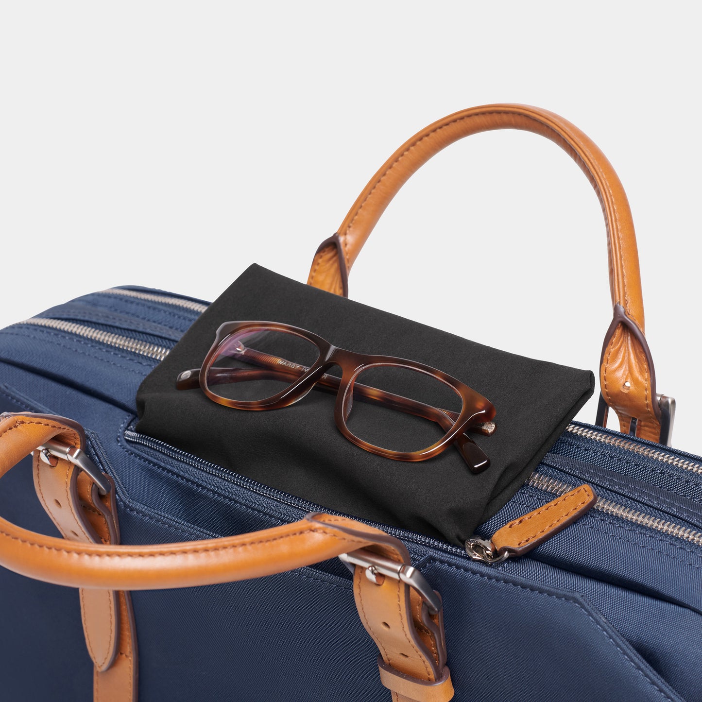 Cary Briefcase - Double - Navy and Tan