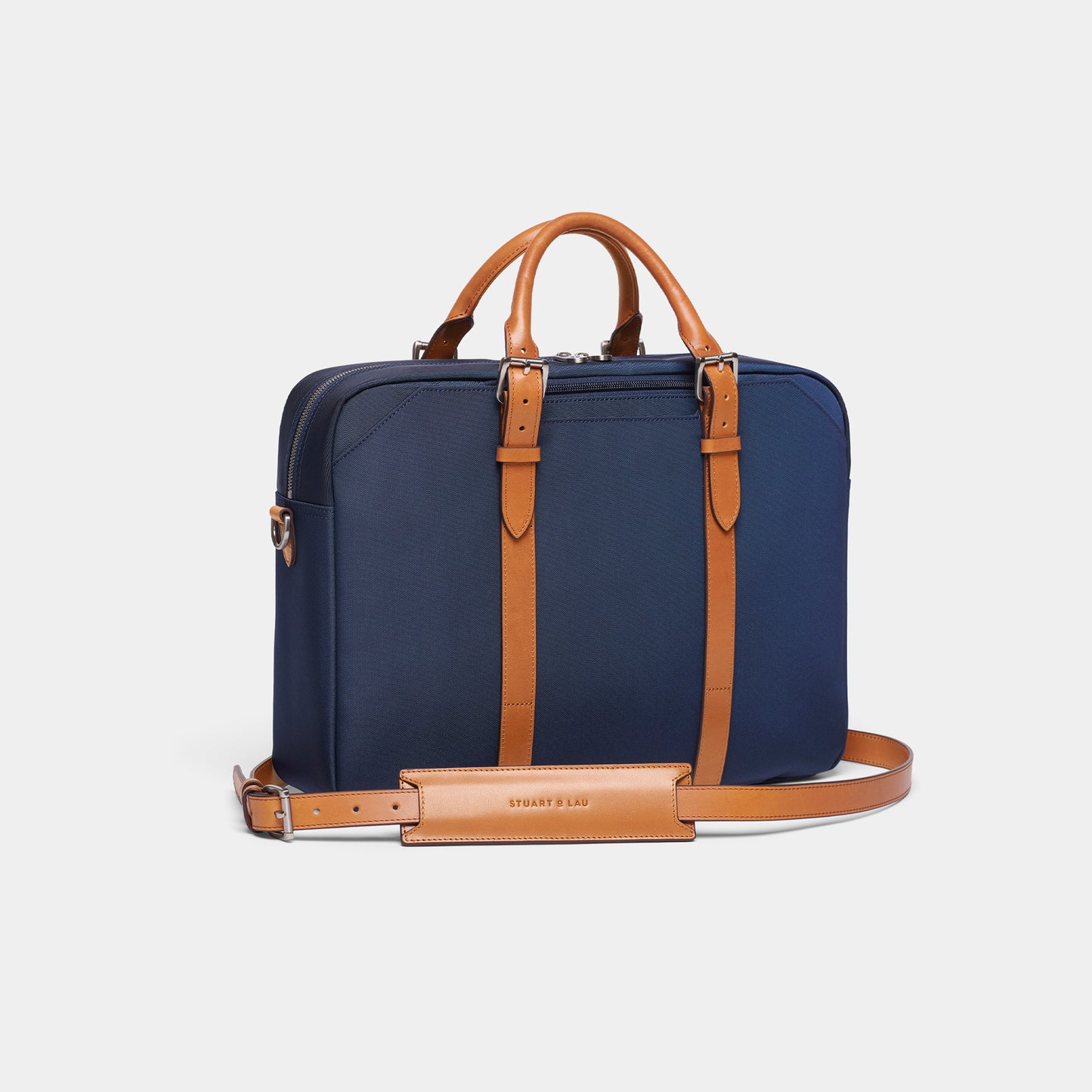 Cary Briefcase - Single - Navy and Tan