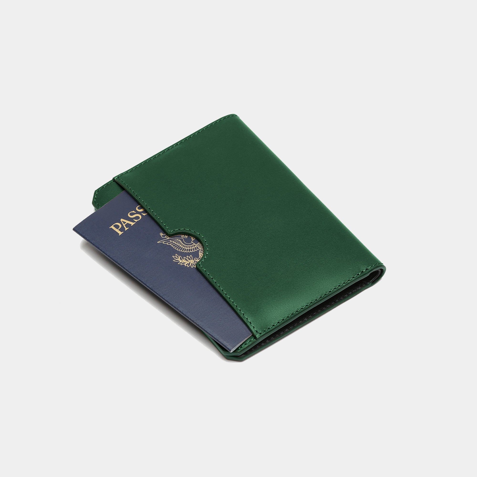 Leather Passport Wallet, RFID – Evergreen | Stuart & Lau