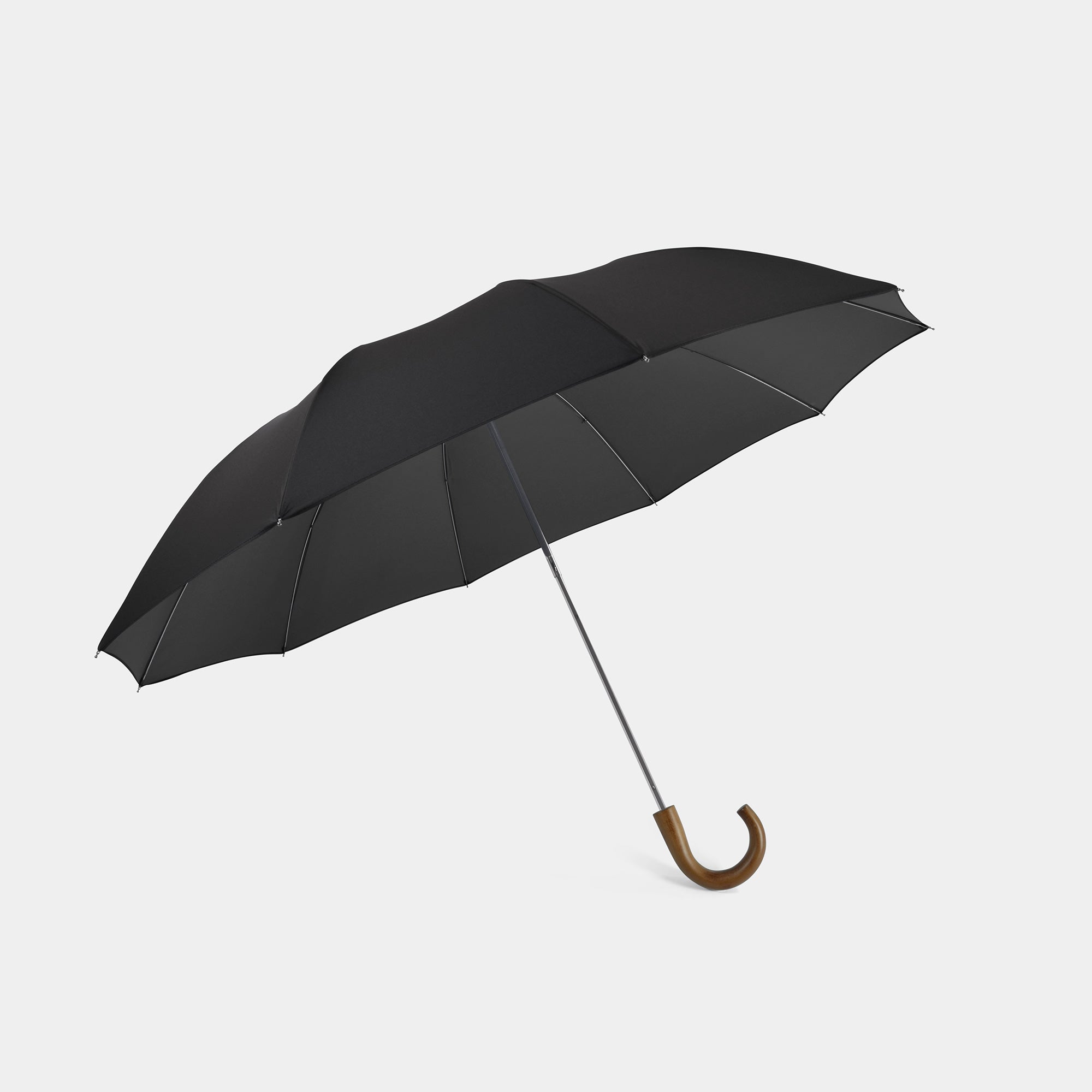 Fox Umbrellas | Maple Crook Telescopic Umbrella - Black | Stuart & Lau