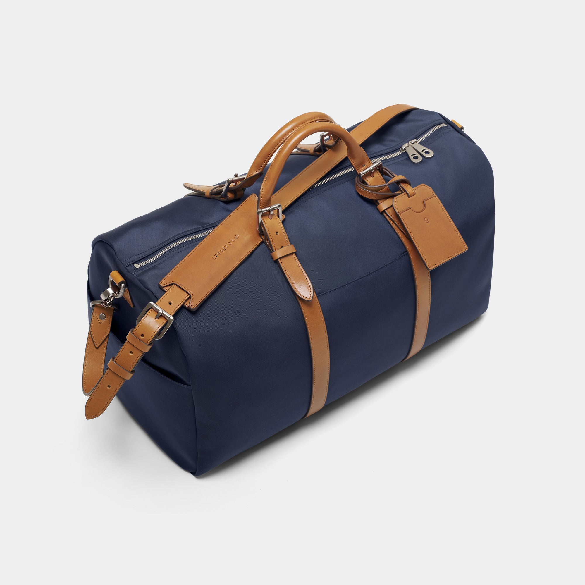 The Monaco – Men's Weekender Bag, Navy & Tan | S&L