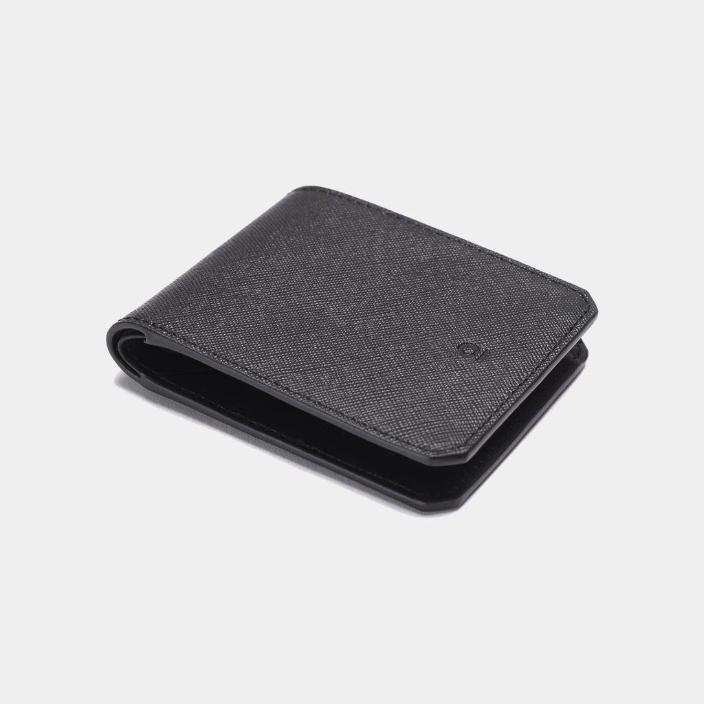 Louis Philippe Men's Slim RFID Wallet | Genuine Leather Tri-Fold Purse With ID Window | Black Casual Style