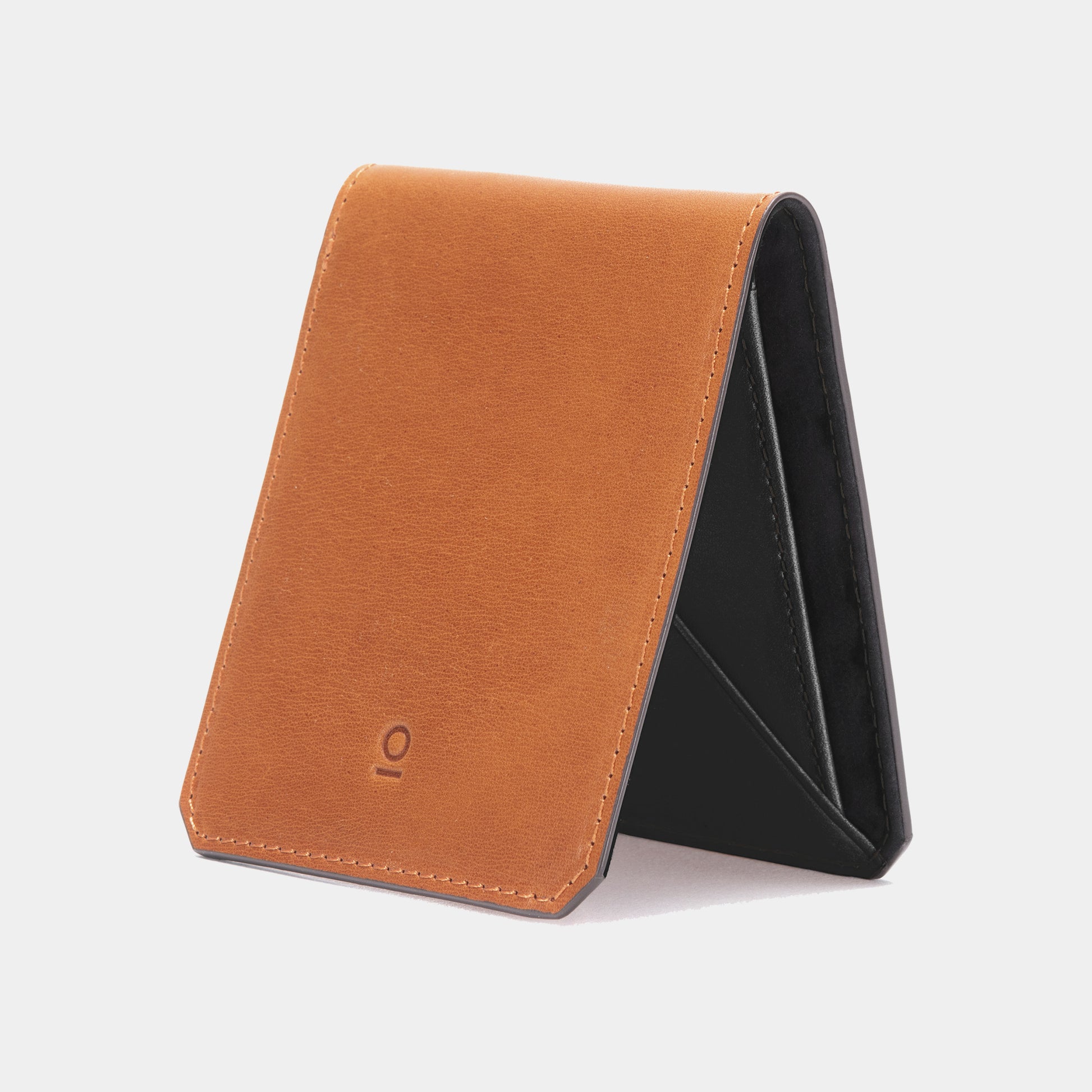 Cognac Brown Leather RFID Card Holder - 4 Card Slots - Note